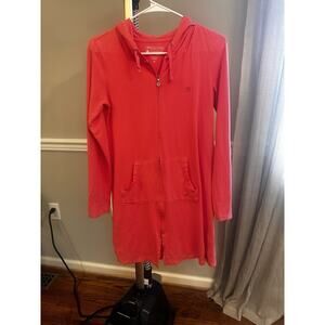 Coolibar Size XS UPF 50 Swim Cover Up Cabana Hoodie Pockets Full Zip Coastal